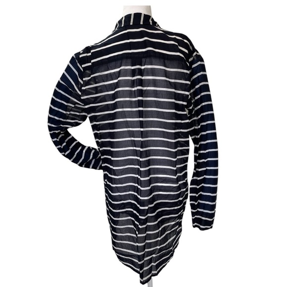J.Crew Striped Tunic Swimsuit Coverup Sheer Beach Resort Dress -Size Lg - Picture 3 of 12